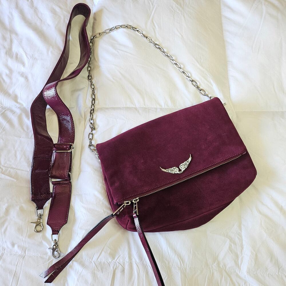 Zadig & Voltaire burgundy suede shoulder and crossbody bag